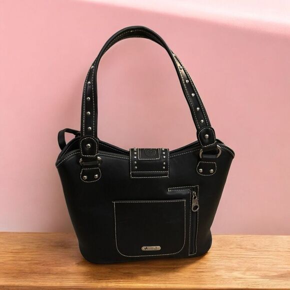 Montana West Concealed Leather Pockets Studs Flowers Tooling Imported - Picture 2 of 5